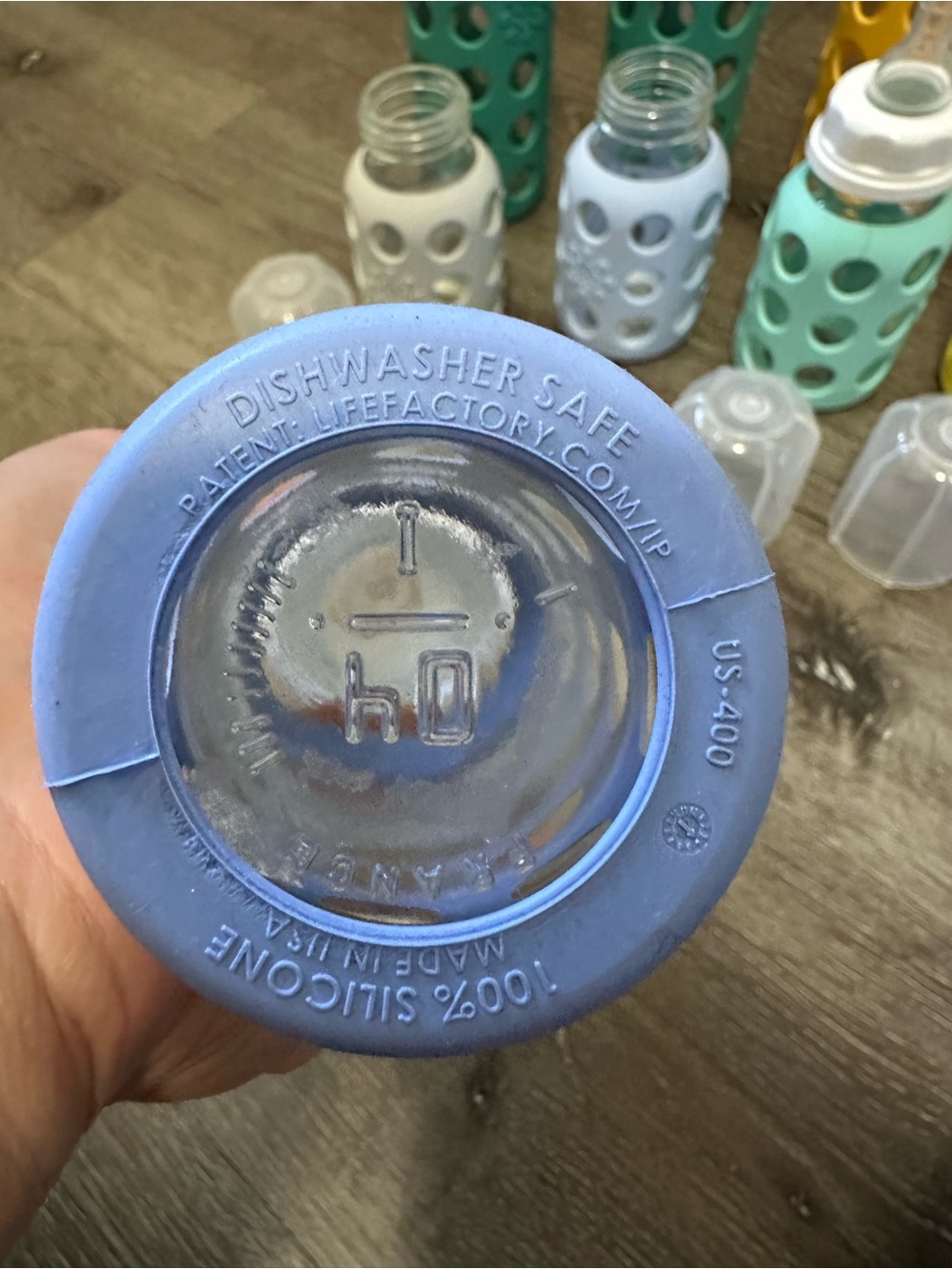 Silicone set Sleeve Glass Baby Bottle - Teal, Mint, Yellow, Gray, Blue - Picture 4 of 8